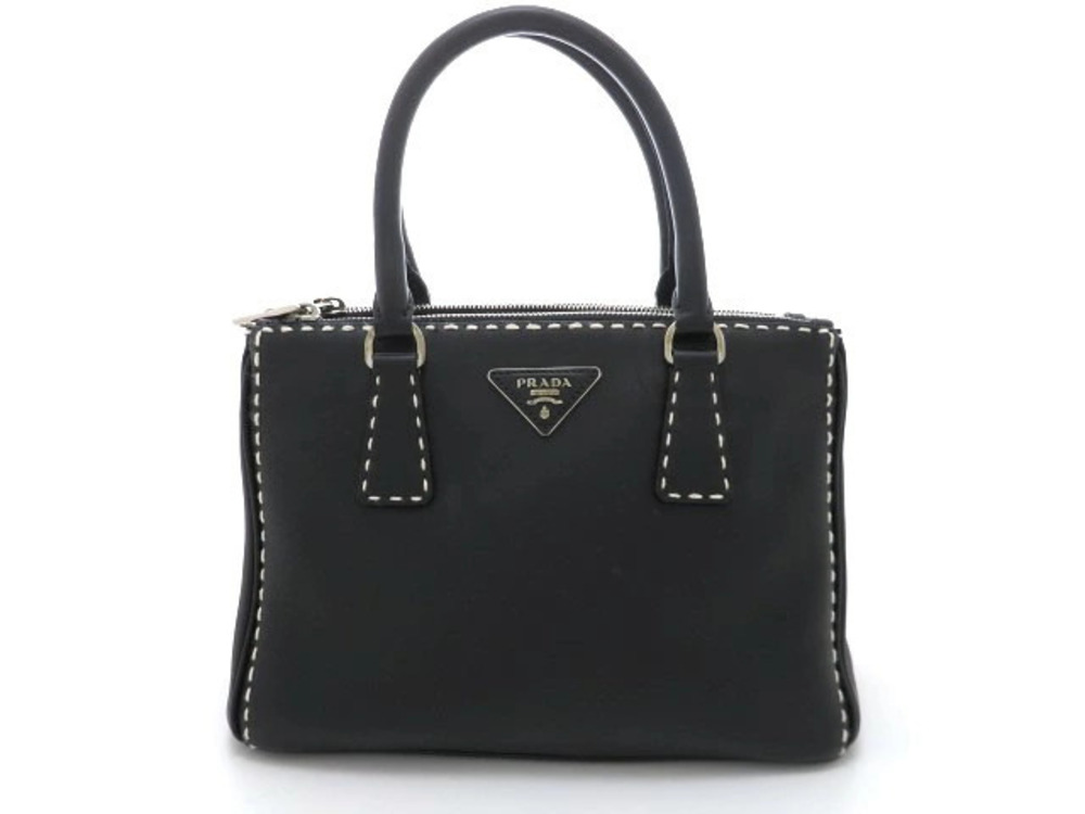 Prada Bag Stitch Shoulder Calf Black